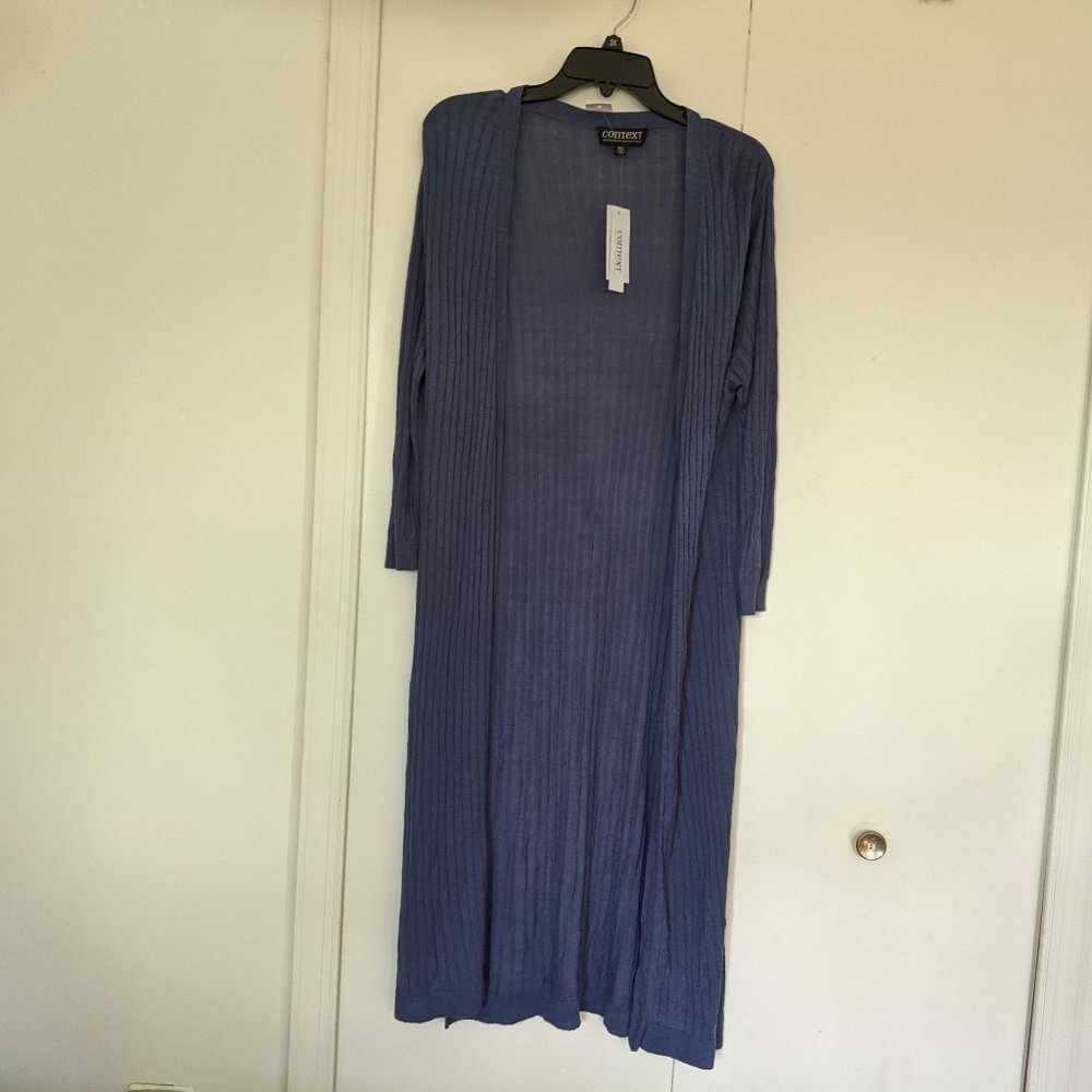 NWT Context blue cardigan